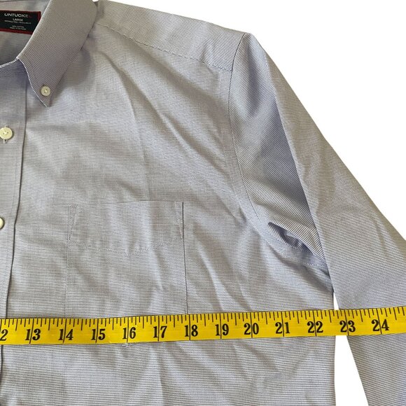 Untuckit Long Sleeve Button Down Shirt Men's Size Large Purple Micro Stripes - Picture 3 of 5